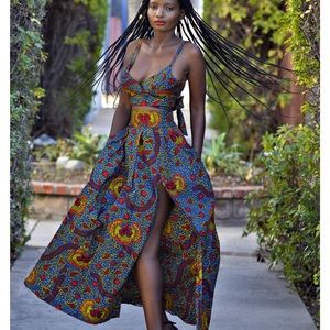 Maxi skirt with crop top. Cotton African print